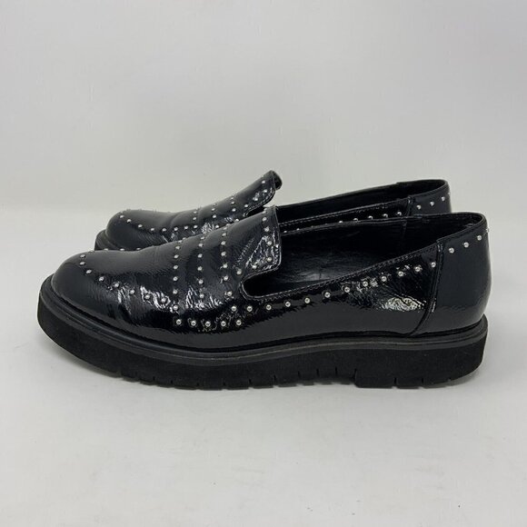 Jane and the Shoe Black Loafer Studded Patent Slip on Shoes Sz 8.5 - Picture 6 of 12